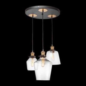 Brass Finish Antique Glass Cluster Pendant 40cm