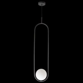 Long Luna Charcoal Black Pendant 20cm