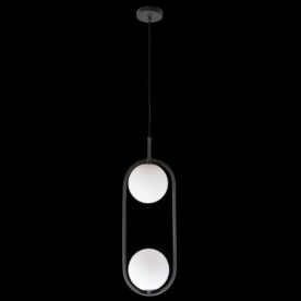 Double Luna Charcoal Black Pendant 20cm