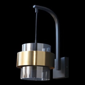 Black and Antique Brass with Light Smoke Glass