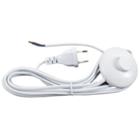 2 Core White Cable With On/Off Foot Switch 2 Prong Plug