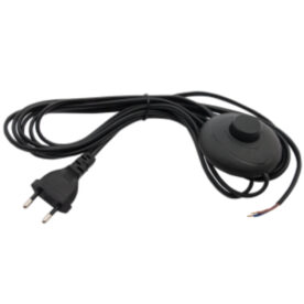 2 Core Black Cable With On/Off Foot Switch 2 Prong Plug