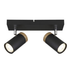 Black Spotlight with Wood Finish
