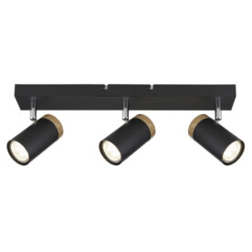 Black Spotlight with Wood Finish
